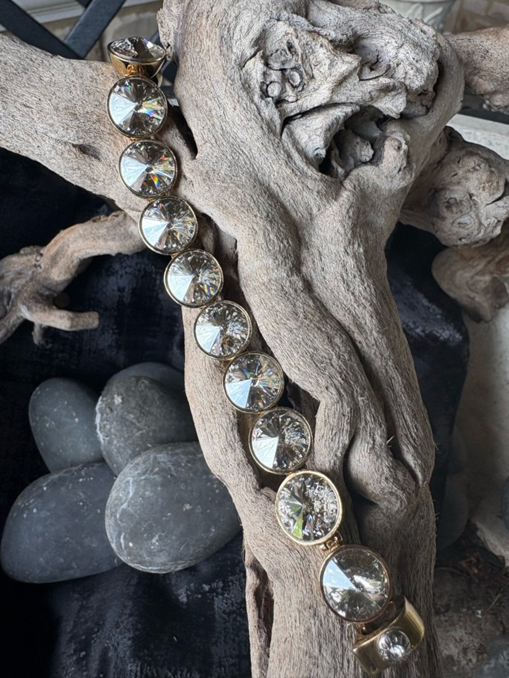 Henri Bendel Gold-Tone Crystal Statement Bracelet - Clear Crystal Accents - Picture 6 of 9